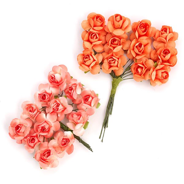 Набор роз 2 см Magic , цвет персиковый и оранжевый