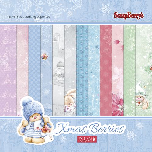Набор бумаги 15 х 15 см Scrapberrys "Зимняя Ягодка"