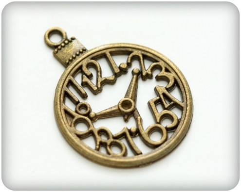 Подвеска металлическая "Часики ажурные". Цвет античный бронзовый. (347)