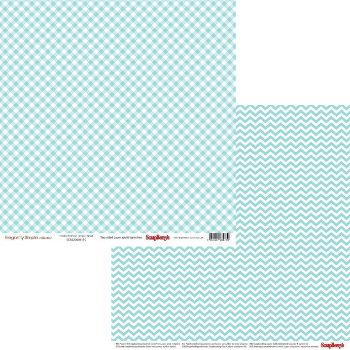 Бумага Scrapberrys "Элегантно Просто" Клетка Перламутровая Бирюза (SB584)