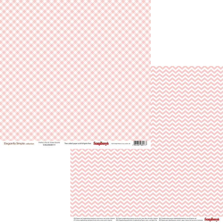 Бумага Scrapberrys "Элегантно Просто" Клетка Розовый Кварц (SB585)