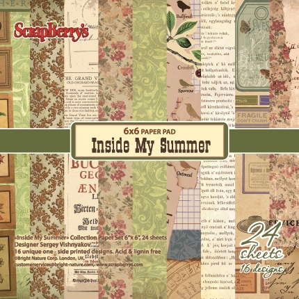 Набор бумаги 15 х15 см Scrapberrys "Внутри моего лета "