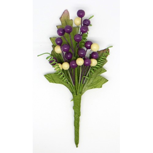 Декоративный букетик Рукоделие "Ягоды (черничный, кремовый)"