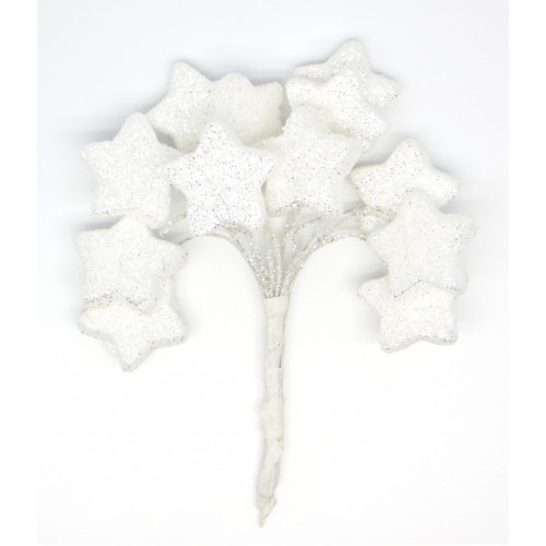 Декоративный букетик Рукоделие "Белые звёзды в глиттере".