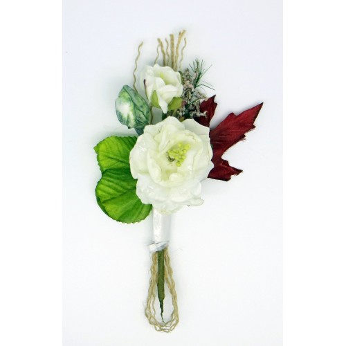 Декоративный букетик Рукоделие "Камелия крупная", цвет белый (сливочный)