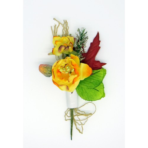 Декоративный букетик Рукоделие "Камелия крупная", цвет жёлтый