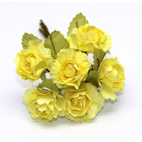 Декоративный букетик Рукоделие"Розы c ажурным краем", цвет жёлтый