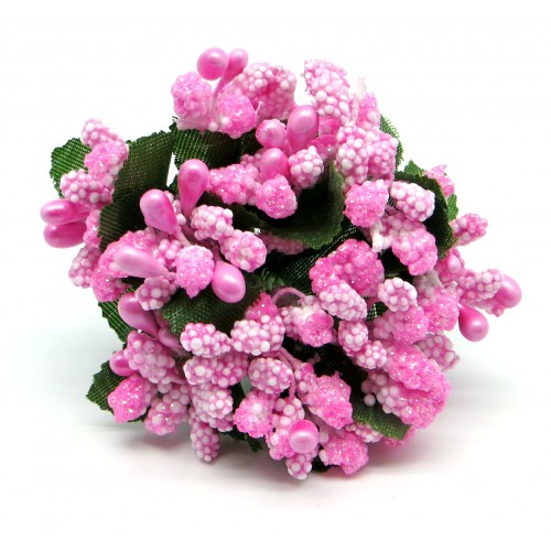 Декоративный букетик с тычинками Рукоделие"Розовый с блёстками"