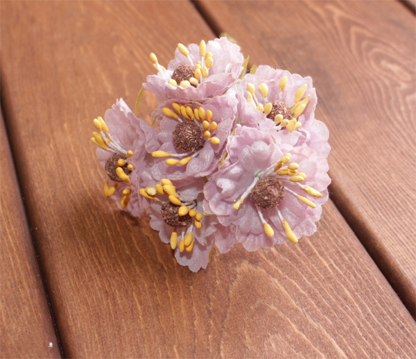 Декоративный букетик Рукоделие "Цветочки тканевые сиреневые"