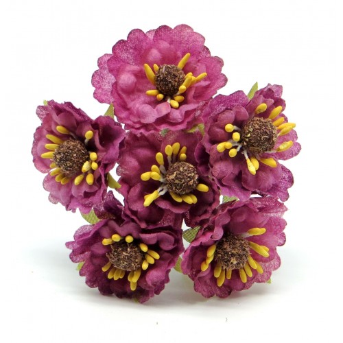 Декоративный букетик Рукоделие "Цветочки тканевые пурпурные"