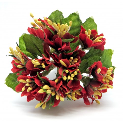 Декоративный букетик Рукоделие "Цветочки тканевые закрытые", цвет красный