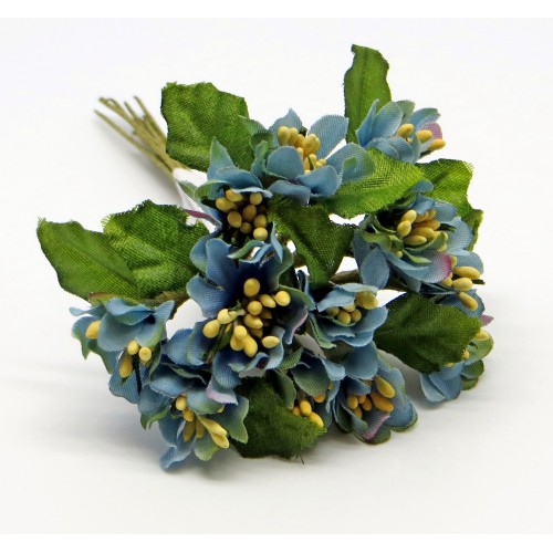 Декоративный букетик Рукоделие "Цветочки тканевые закрытые", цвет голубой