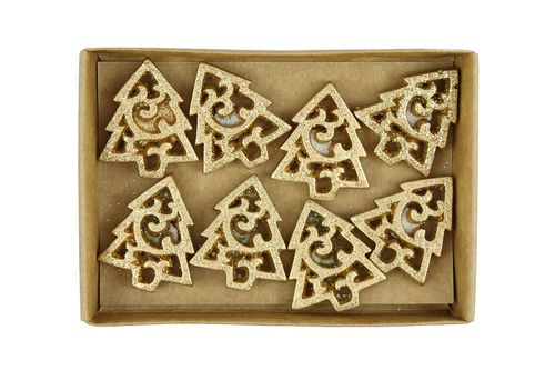 Полимерное (гипсовое) украшение Scrapberrys "Ажурная позолоченная ёлочка" (354)