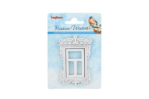 Набор полимерных (гипсовых) украшений Scrapberrys "Русская зима", рама и оконце