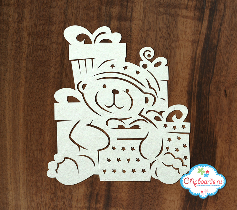 Чипборд Chipboards "Праздничный мишка"
