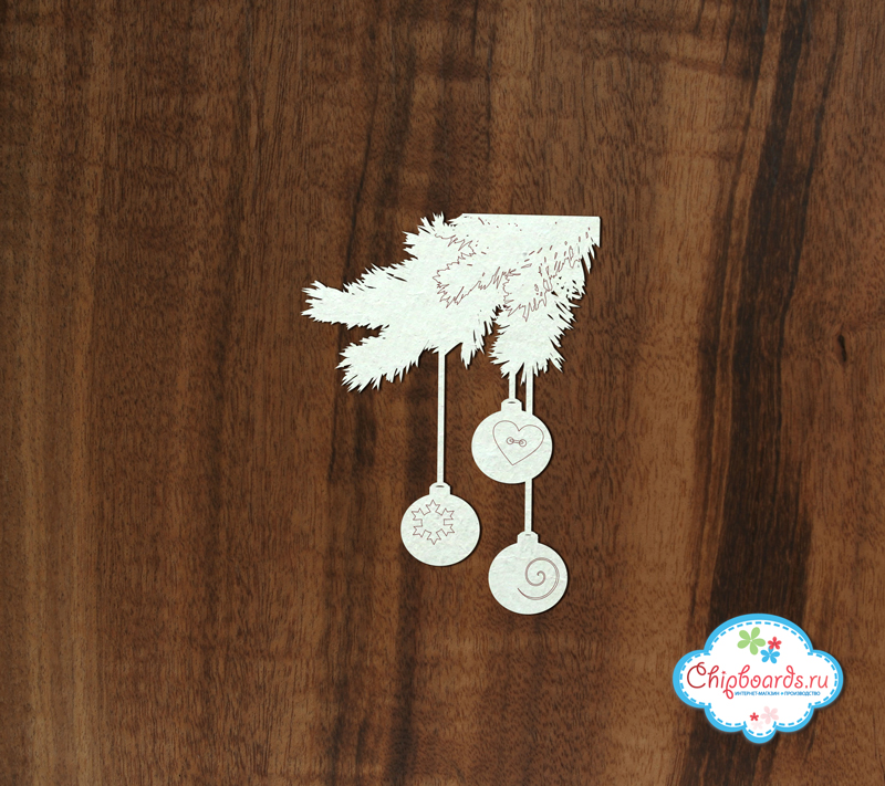 Чипборд Chipboards "Сосновая лапа с новогодними шарами"