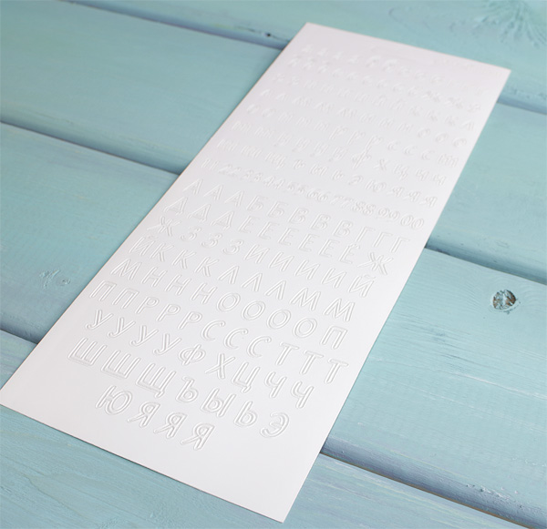 Наклейки контурные JEJE "Алфавит белый"