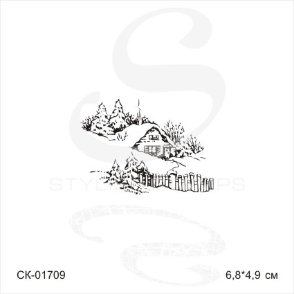Штамп Stylish Stamps "Заснеженная избушка "