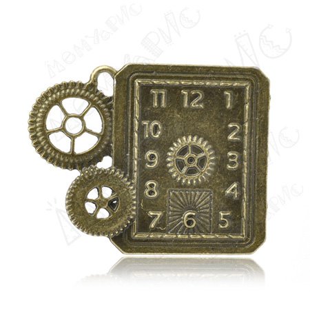 Подвеска металлическая "Часы стим-панк прямоугольные". Цвет античный бронзовый.