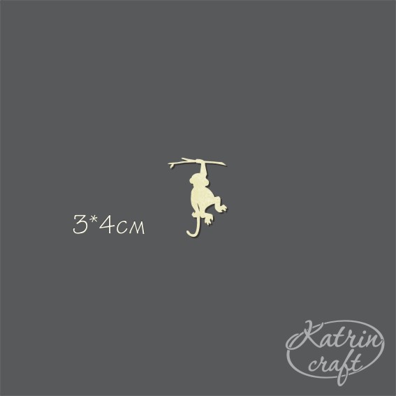 Чипборд "Обезьянка на ветке маленькая"