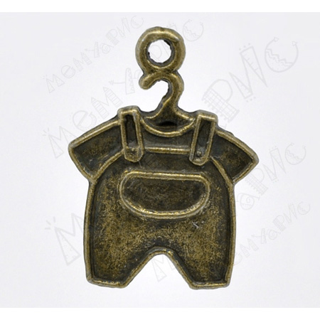 Подвеска металлическая "Детский комбинезончик". Цвет античный бронзовый. (25)