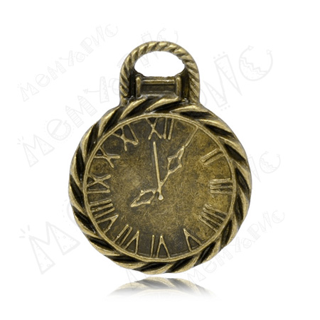 Подвеска металлическая "Часы2". Цвет античный бронзовый. (74)