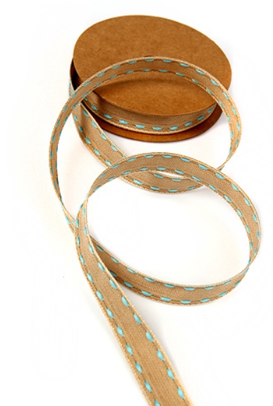 Лента хлопковая 1,5 см "Голубые стежки"