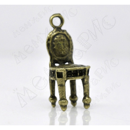 Подвеска металлическая "Стульчик". Цвет античный бронзовый. (65)