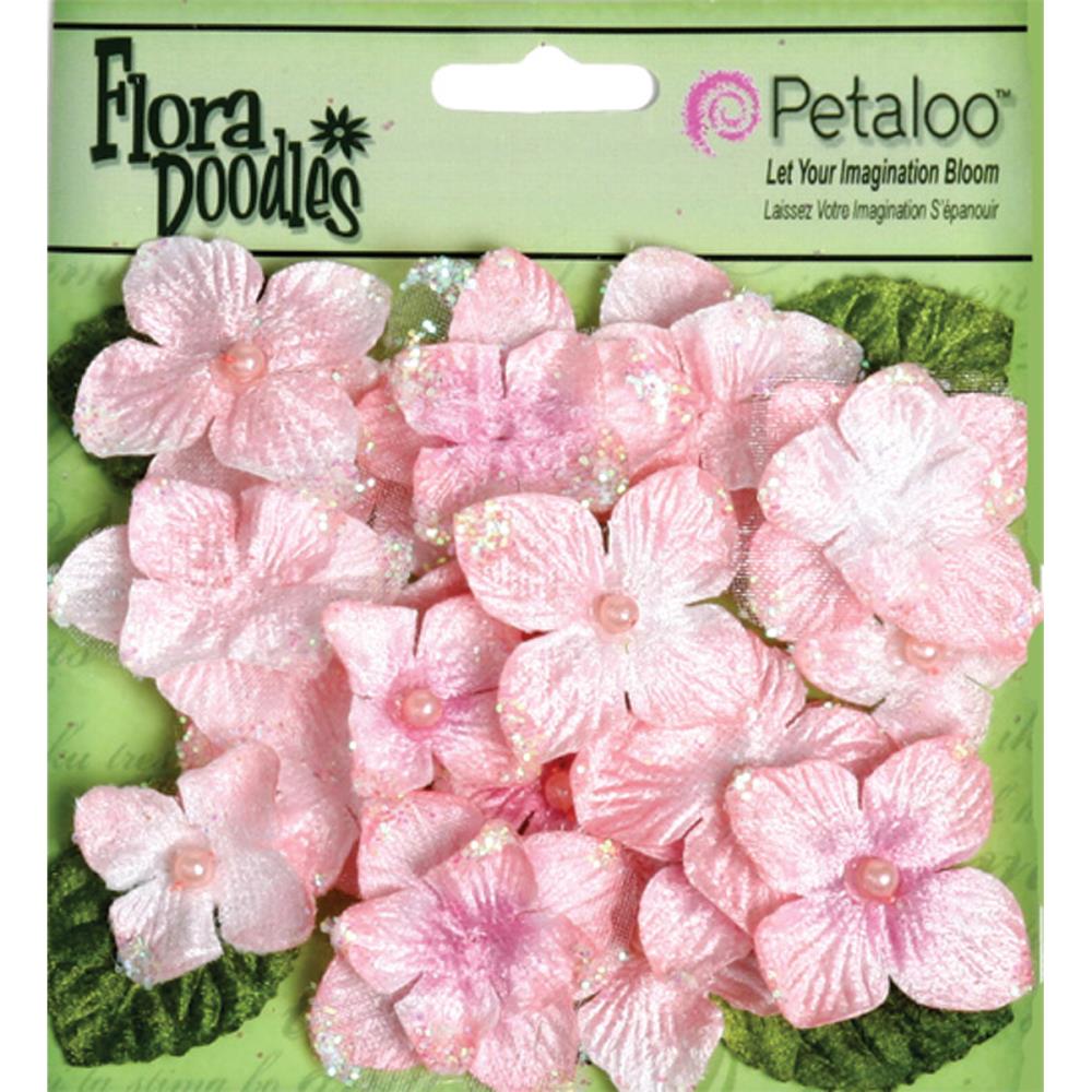 Набор вельветовых гортензий Petaloo "Flora Doodles", мягкий розовый