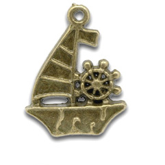 Подвеска металлическая "Лодочка". Цвет античный бронзовый. (43)
