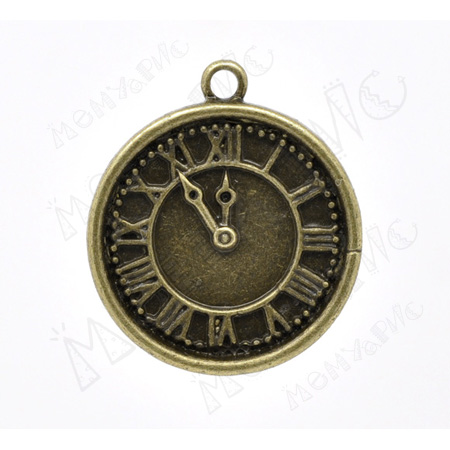 Подвеска металлическая "Часы3 ". Цвет античный бронзовый