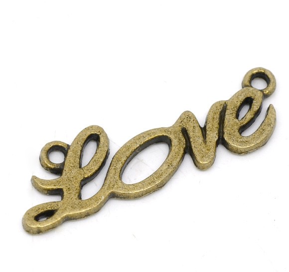 Подвеска металлическая "LOVE". Цвет античный бронзовый. (1)