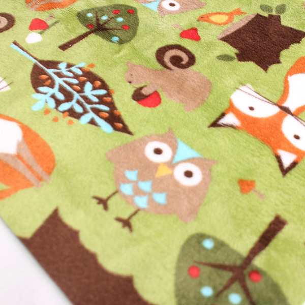 Ткань плюшевая 48 х 48см "Cuddle kids", лисички,ёжики, совы