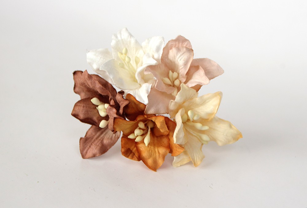 Букет лилий 4 см, цвет бежево-коричневый микс