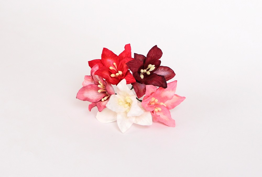 Букет лилий 4 см, цвет красно-розовый микс