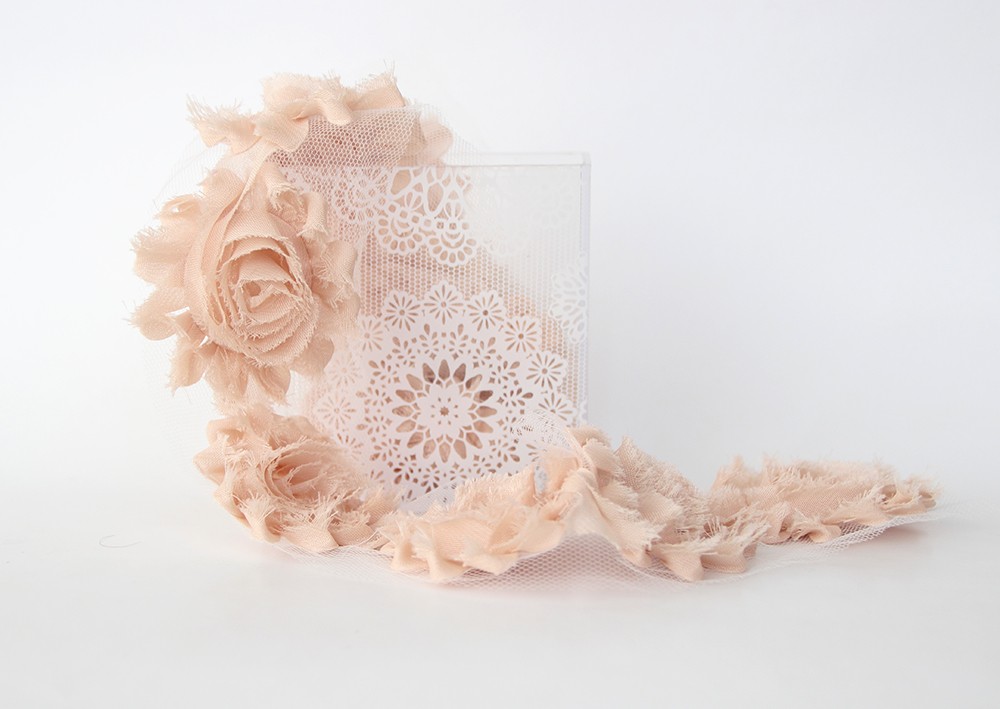 Лента с розами, цвет бледный персиковый