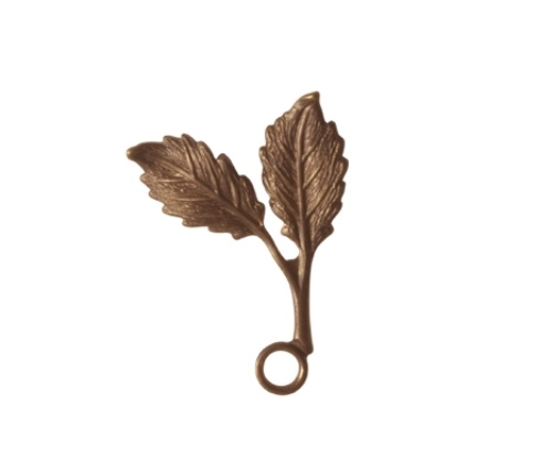 Подвеска металлическая "Лист бука". Цвет медный.