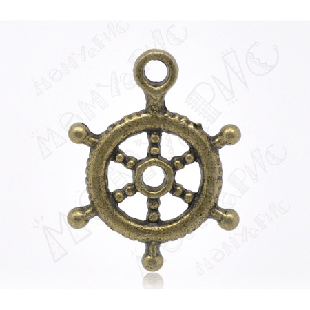 Подвеска металлическая "Штурвал". Цвет античный бронзовый. (78)