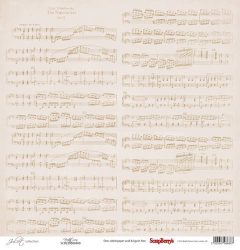 Бумага Scrapberrys " Джульетта" Ноты (SB626)