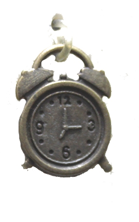 Подвеска металлическая "Будильник". Цвет античный бронзовый.