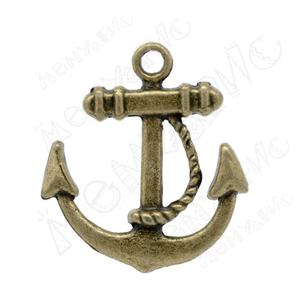 Подвеска металлическая "Якорь". Цвет античный бронзовый. (81)