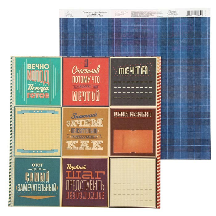 Бумага для скрапбукинга АртУзор "Men's project" Плашки (ART110),