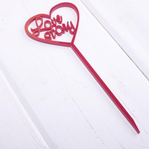 Топпер акрил Katrin craft "Сердце. Love story", цвет красный