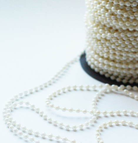 Нить из бусинок 4 мм.Цвет белый перламутр