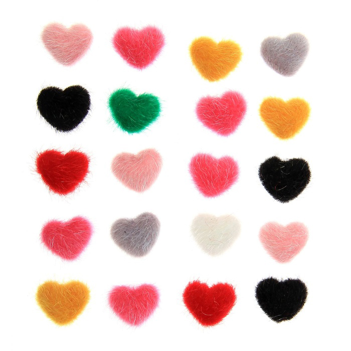Набор пуговок "Сердечки пушистые"