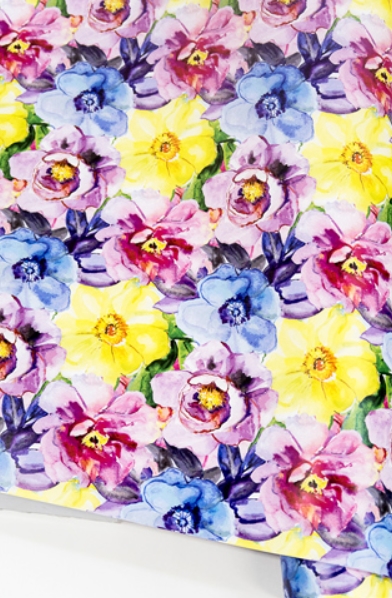 Бумага в рулоне 100 х 70 см "Акварельные цветы"