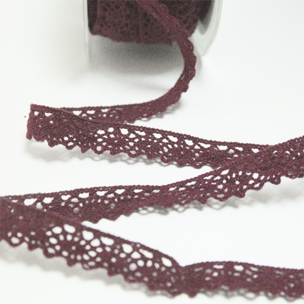 Кружево хлопковое 1,5 см, цвет бордовый