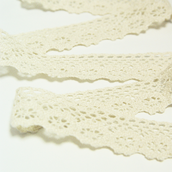 Кружево хлопковое 2,5 см, цвет кремовый, тип 2