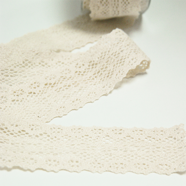 Кружево хлопковое 4 см, цвет кремовый, тип 3