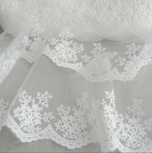 Кружево ажурное на сетке, ширина 10 см, цвет молочный